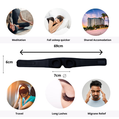 3D Black Sleep Eye Mask for Total Blackout