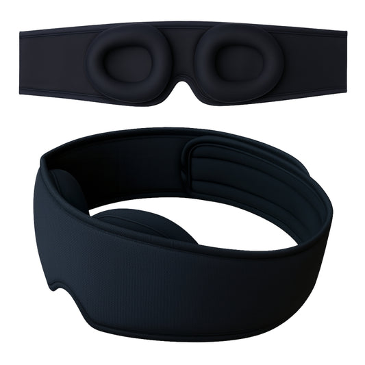 Black sleep mask on a white background
